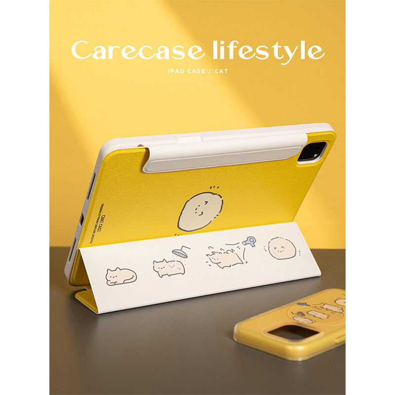 CARECASE 烘干猫咪iPad磁吸三折式保护套 可爱原创设计 适用于苹果iPad Pro10.5英寸11寸12.9寸 平板Airmini6 - 图2