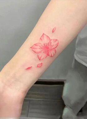 彩色荷花莲花纹身贴可洗唯美甜酷少女心小清新花朵脚裸性感仿真潮