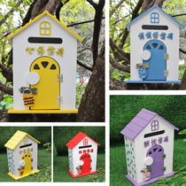 Wooden Athletes Garden Style Mori Department Hanging Kindergarten Opinion Box Photography Props Small Wooden House Tree Cave Letterbox Swing