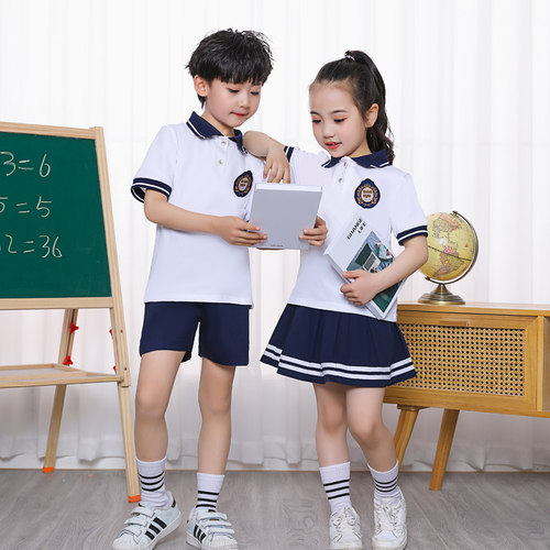 幼儿园园服夏装夏季套装小学生校服纯棉班服儿童短袖毕业照服定制 - 图0