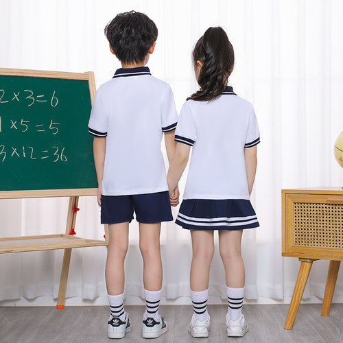 幼儿园园服夏装夏季套装小学生校服纯棉班服儿童短袖毕业照服定制 - 图2