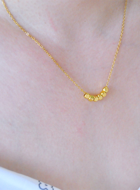 六六大顺送闺蜜考公上岸礼物精致小巧光面镀24K金色小金珠项链女