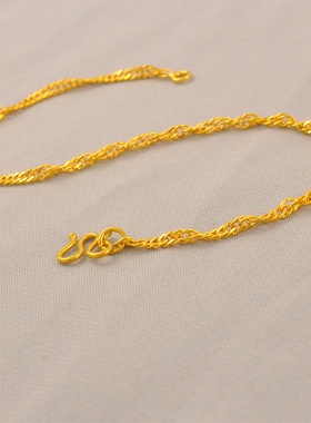 绞丝手链女款素链镀24K金色手链细款水波纹手链可叠戴送女友老婆