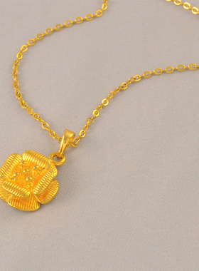 洗澡不用摘~复古镀24K金色花朵锁骨度假风唯美花瓣项链送女友老婆