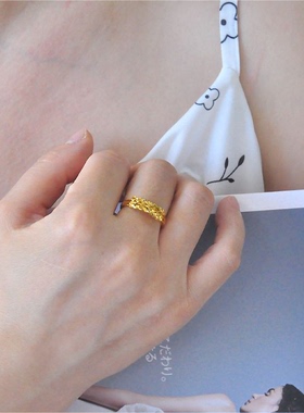 送闺蜜碎冰冰镀24K金色戒指