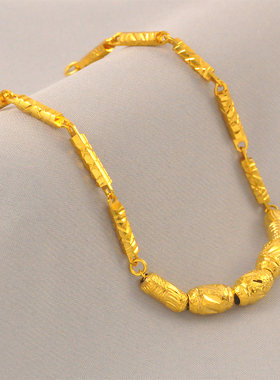 高颜值2025新款镀24K金色小金珠竹节手链女空心转运珠送女友老婆