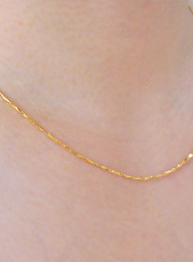 2025冬季款可穿吊坠镀24K金色细小波光闪闪素金碎闪项链女锁骨链