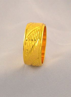 9mm宽全封口龙戒仿真情侣对戒镀24K金色结婚嫁订婚求婚戒指送老公