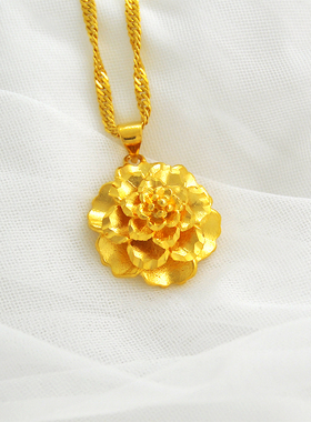2025秋冬大花项链女士镀24K金色项链仿真黄金久不掉色首饰水波链