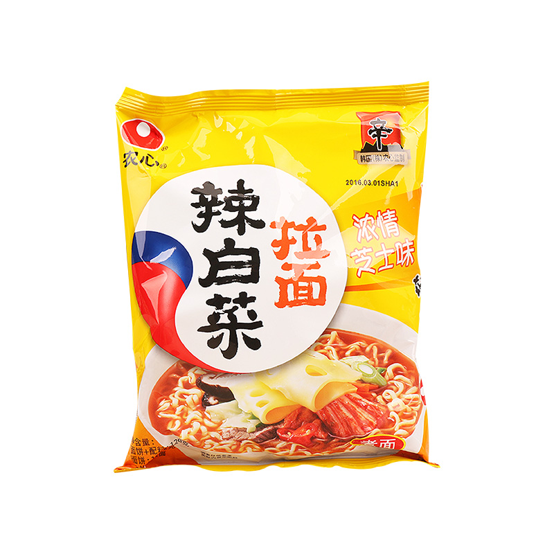 韩国农心辛拉面辣白菜芝士面方便面泡面面饼袋装120g*40包包邮 - 图2