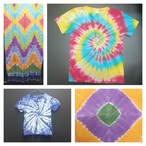 扎染方巾小手帕棉布布料围巾短袖t恤帆布包丝巾学生手工作业成品 - 图1