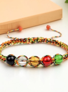 五彩绳手链手工编织红绳