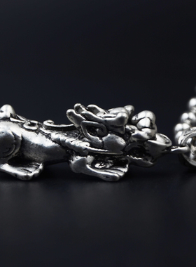 中国风复古银藏银色泰银貔貅项链情侣民族风毛衣链男女礼物