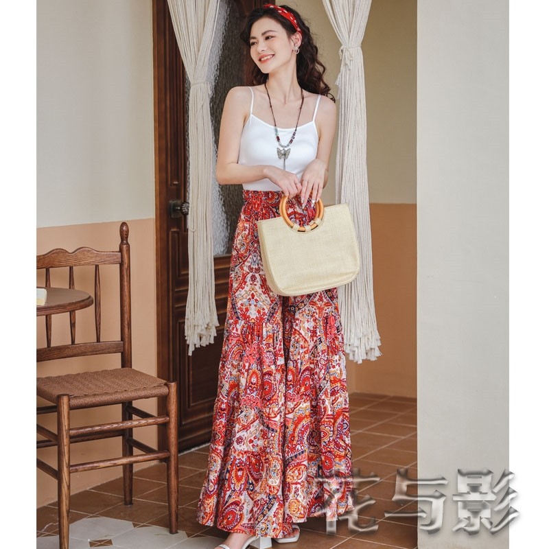 云南民族风吊带阔腿裙裤女高腰复古异域风宽松长款印花裤两件套夏,淘宝优惠券,粉丝福利购,淘宝优惠卷