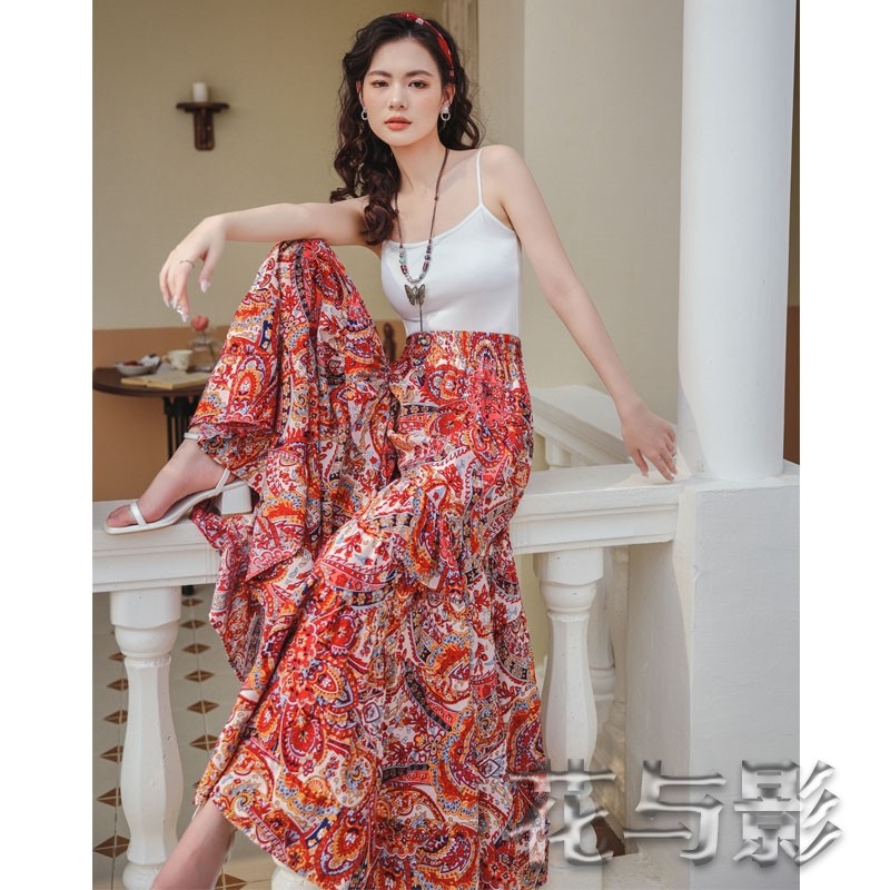 云南民族风吊带阔腿裙裤女高腰复古异域风宽松长款印花裤两件套夏,淘宝优惠券,粉丝福利购,淘宝优惠卷