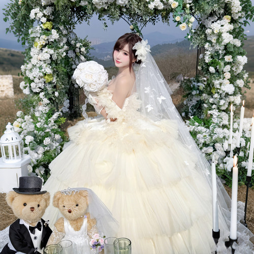 全款【梦中告白-杏色长款】成人礼生日晚礼服长纱裙款花嫁连衣裙 - 图1