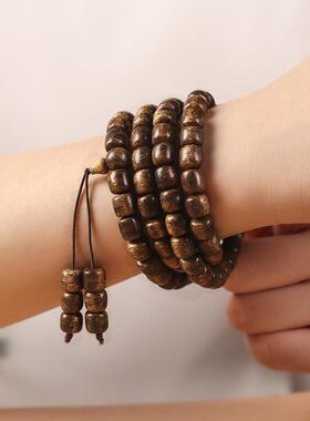 原创加里曼丹沉香桶珠手串老料108颗佛珠男女情侣手链复古风手串