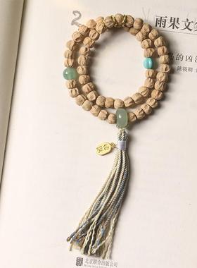 国潮百香籽双圈手链搭配玉石平安扣文艺复古民族风编绳女款手串