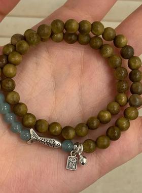 新中式古风锦鲤檀木串珠手环小众民族风清冷感高颜值国风情侣手链