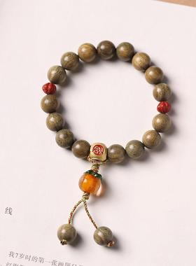 檀木系列小清新绿檀森系文艺复古木质念珠手链琉璃诸事顺利手串