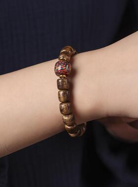 原创沉香木国潮古风男女情侣款转运单圈素雅手串佛珠禅意手链