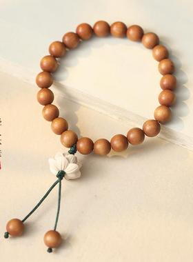 文艺森系小清新田园风女细款盘玩手串学生穗子好运莲花金丝檀手链