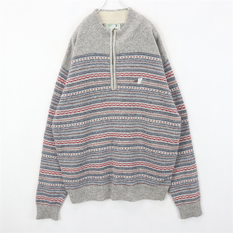 古着Vintage毛衣中古日系小鳄刺绣徽章学院风毛衣A40 - 图2