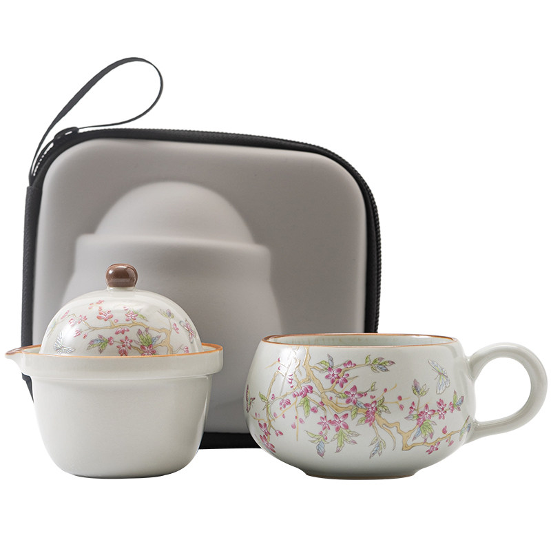 旅行茶具露营汝窑茶壶茶杯便携式简约功夫一壶一杯户外女士泡茶器,淘宝优惠券,粉丝福利购,淘宝优惠卷