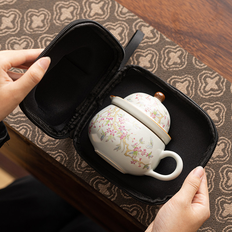 旅行茶具露营汝窑茶壶茶杯便携式简约功夫一壶一杯户外女士泡茶器,淘宝优惠券,粉丝福利购,淘宝优惠卷