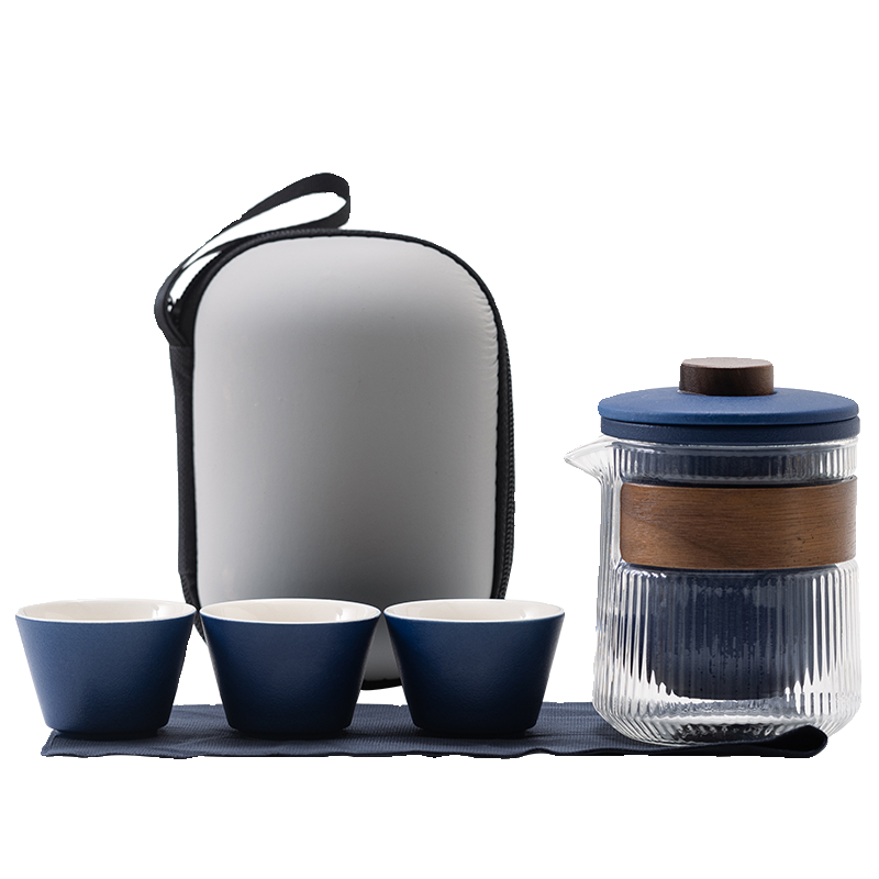 玻璃旅行茶具便携式快客杯户外个人专用随身包套装功夫茶杯泡茶壶,淘宝优惠券,粉丝福利购,淘宝优惠卷