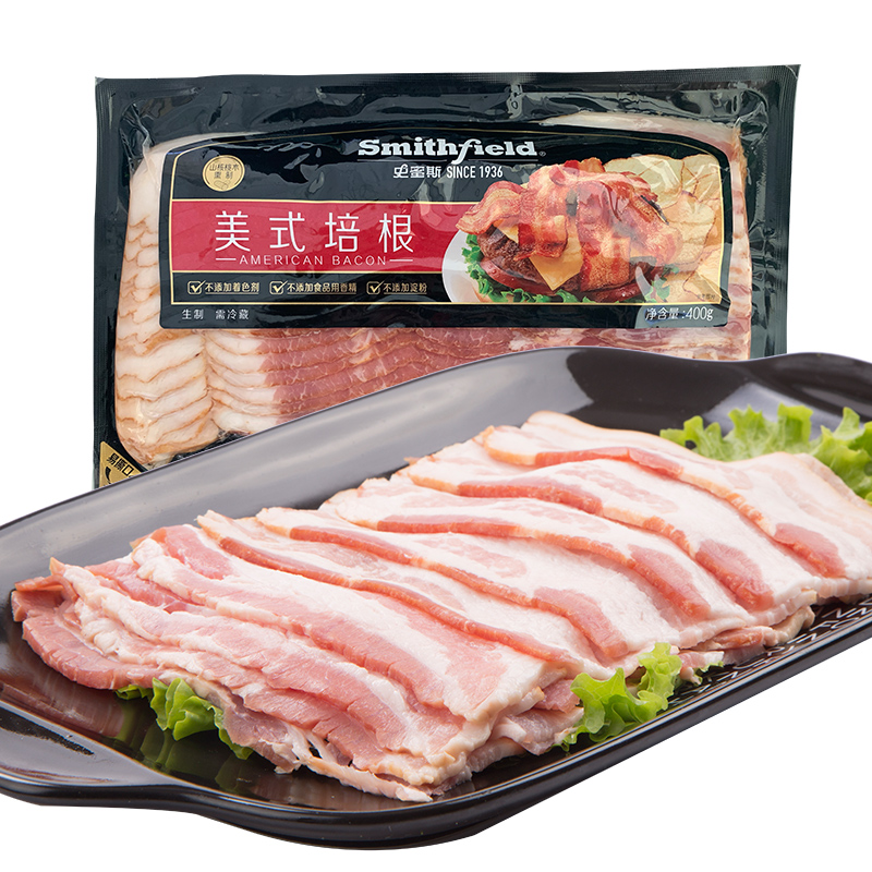 smithfield美式培根400g原切培根烧烤披萨肉片早餐培根片食品囤货_虎窝淘