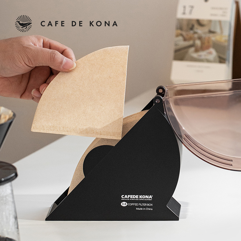CAFEDE KONA咖啡滤纸收纳盒手冲V60扇形滤纸咖啡店吧台收纳防尘盒 - 图0