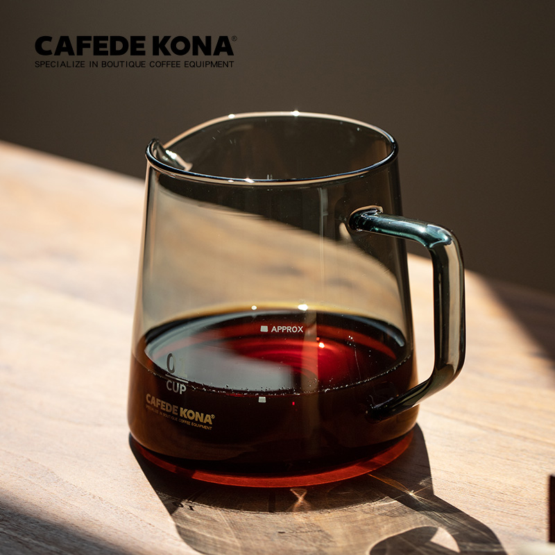 CAFEDE KONA手冲咖啡分享壶带胡桃木盖水墨色加厚高硼硅玻璃家用 - 图1