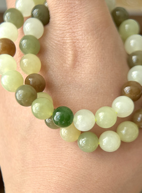 多宝手串新中式情侣手链饰品和田玉多宝碧玉晴水白玉黄口糖料