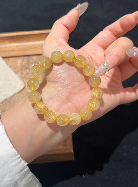 原石天然巴西金发晶手链女水晶