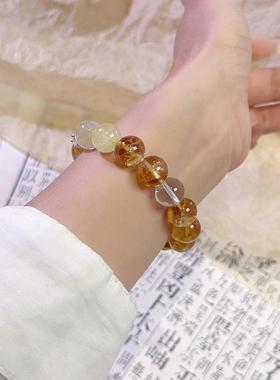 天然黄水晶手链女款招财转运