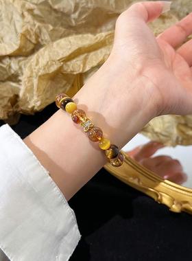 轻奢黄水晶旺事业虎眼石小众暴富