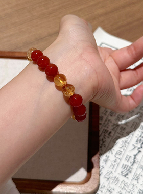 天然黄水晶水晶手串女招财转运