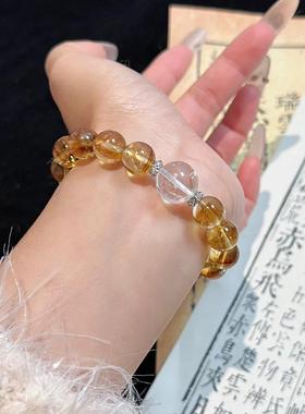 新中式国风天然黄塔晶手链