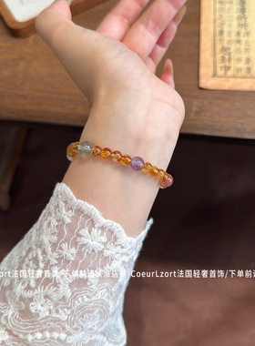 天然巴西黄水晶手链黄塔晶