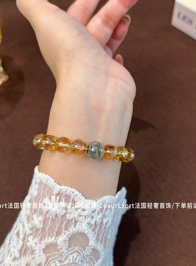 天然冰种巴西黄水晶手链女黄色