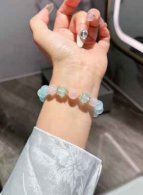 海蓝宝手链女款蓝色少女感