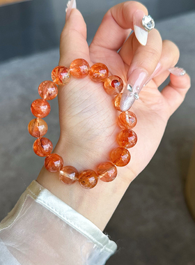 天然红胶花手链女送礼物