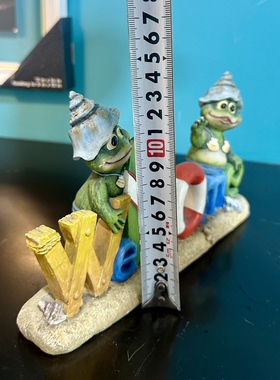外贸样品美式海滨度假风海滩青蛙welcome欢迎牌花园树脂装饰摆件