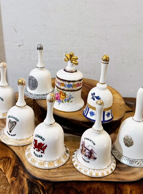 孤品英国老货骨瓷英式铃铛摆件餐厅手摇餐铃餐桌铃铛 摇铃召唤铃