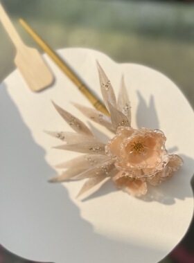 古风汉服森系热缩花朵发簪仙气精致发饰发簪简约旗袍橙色