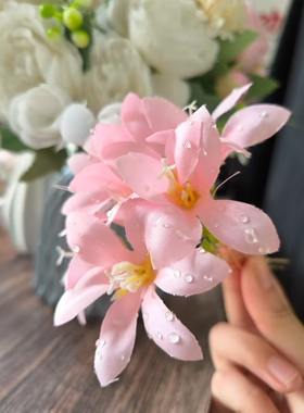 春夏款露水花朵发钗小清新甜美日常出游古风仿真百合花汉服头饰