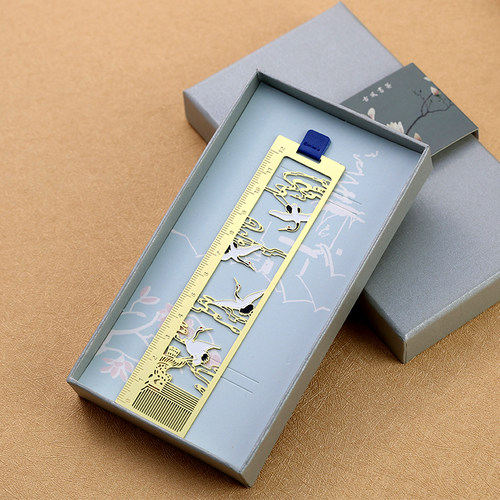 长安雪大雁标尺书签黄铜多功能刻度清新文艺书签送同学毕业季礼品 - 图0