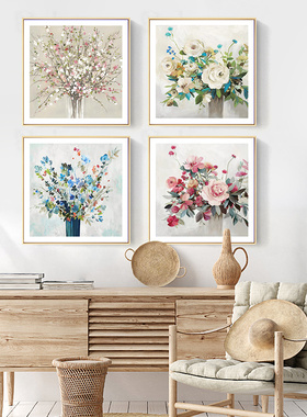 简约现代花束装饰画美式客厅玄关沙发背景墙方形餐厅卧室床头挂画