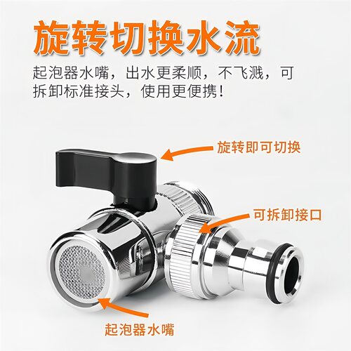 洗脸盆水龙头分流器一分二转接头洗手台龙头转接洗衣机花洒头管子 - 图1